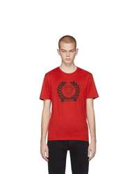 T-shirt à col rond imprimé rouge Versace