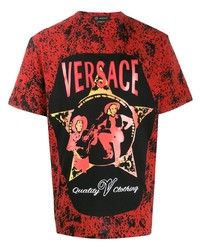 T-shirt à col rond imprimé rouge Versace