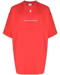 T-shirt à col rond imprimé rouge Vetements