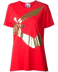 T-shirt à col rond imprimé rouge Vivienne Westwood