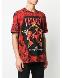 T-shirt à col rond imprimé rouge Versace