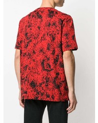 T-shirt à col rond imprimé rouge Versace