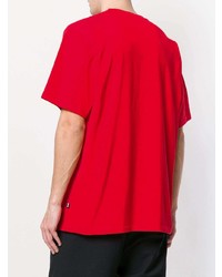 T-shirt à col rond imprimé rouge MSGM