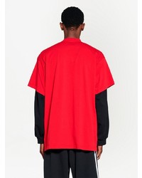 T-shirt à col rond imprimé rouge Balenciaga