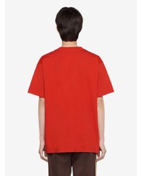 T-shirt à col rond imprimé rouge Gucci