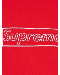 T-shirt à col rond imprimé rouge Supreme