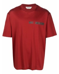 T-shirt à col rond imprimé rouge Z Zegna