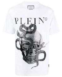 T-shirt à col rond imprimé serpent blanc Philipp Plein