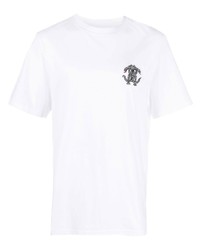 T-shirt à col rond imprimé serpent blanc Roberto Cavalli