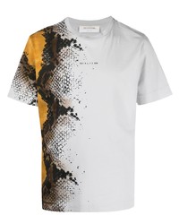T-shirt à col rond imprimé serpent gris
