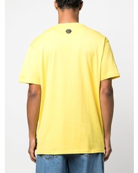 T-shirt à col rond imprimé serpent jaune Philipp Plein