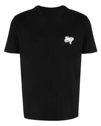 T-shirt à col rond imprimé serpent noir Les Hommes