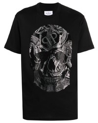 T-shirt à col rond imprimé serpent noir Philipp Plein