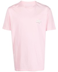 T-shirt à col rond imprimé serpent rose