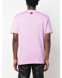 T-shirt à col rond imprimé serpent violet clair Philipp Plein