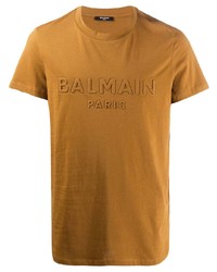 T-shirt à col rond imprimé tabac Balmain