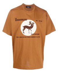 T-shirt à col rond imprimé tabac DSQUARED2