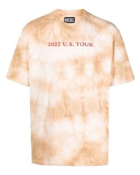 T-shirt à col rond imprimé tie-dye beige Diesel