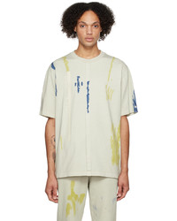 T-shirt à col rond imprimé tie-dye beige Feng Chen Wang