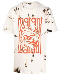 T-shirt à col rond imprimé tie-dye beige Isabel Marant