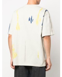 T-shirt à col rond imprimé tie-dye beige Feng Chen Wang