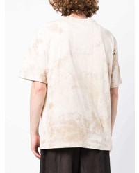 T-shirt à col rond imprimé tie-dye beige Ziggy Chen