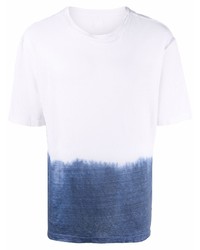 T-shirt à col rond imprimé tie-dye blanc et bleu marine 120% Lino