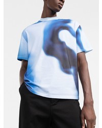 T-shirt à col rond imprimé tie-dye blanc et bleu marine Neil Barrett