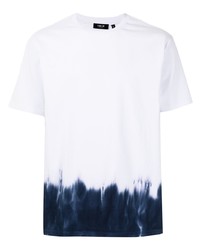 T-shirt à col rond imprimé tie-dye blanc et bleu marine FIVE CM