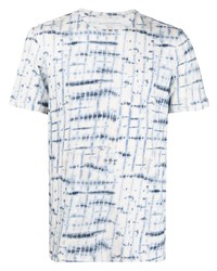 T-shirt à col rond imprimé tie-dye blanc et bleu marine Majestic Filatures