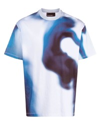 T-shirt à col rond imprimé tie-dye blanc et bleu marine Neil Barrett