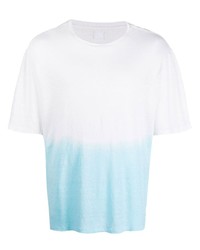 T-shirt à col rond imprimé tie-dye blanc et bleu 120% Lino