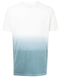 T-shirt à col rond imprimé tie-dye blanc et bleu Majestic Filatures