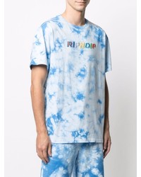 T-shirt à col rond imprimé tie-dye blanc et bleu RIPNDIP