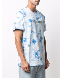 T-shirt à col rond imprimé tie-dye blanc et bleu RIPNDIP