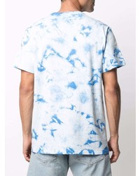 T-shirt à col rond imprimé tie-dye blanc et bleu RIPNDIP