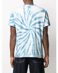 T-shirt à col rond imprimé tie-dye blanc et bleu Isabel Marant