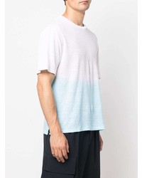 T-shirt à col rond imprimé tie-dye blanc et bleu 120% Lino