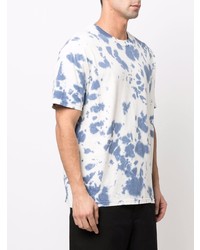 T-shirt à col rond imprimé tie-dye blanc et bleu A.P.C.