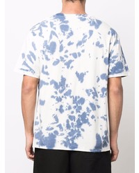 T-shirt à col rond imprimé tie-dye blanc et bleu A.P.C.