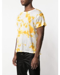 T-shirt à col rond imprimé tie-dye blanc et jaune The Elder Statesman