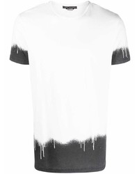 T-shirt à col rond imprimé tie-dye blanc et noir Daniele Alessandrini