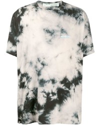T-shirt à col rond imprimé tie-dye blanc et noir Off-White