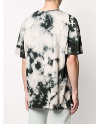 T-shirt à col rond imprimé tie-dye blanc et noir Off-White