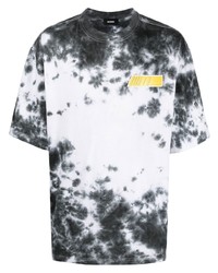 T-shirt à col rond imprimé tie-dye blanc et noir We11done