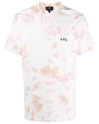 T-shirt à col rond imprimé tie-dye blanc et rose A.P.C.