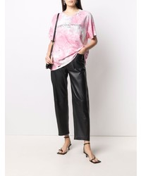 T-shirt à col rond imprimé tie-dye blanc et rose Garcons Infideles