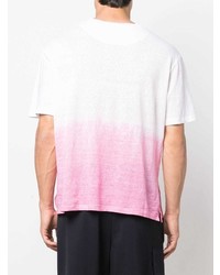 T-shirt à col rond imprimé tie-dye blanc et rose 120% Lino