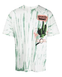 T-shirt à col rond imprimé tie-dye blanc et vert MARKET