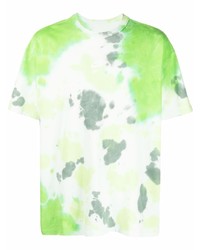 T-shirt à col rond imprimé tie-dye blanc et vert Nike